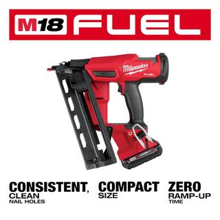 MW M18 FUEL 18-Volt Lithium-Ion Brushless Cordless Gen II 16-Gauge Angled Finish Nailer Kit with 2.0Ah Battery and Charger 2841-21CT