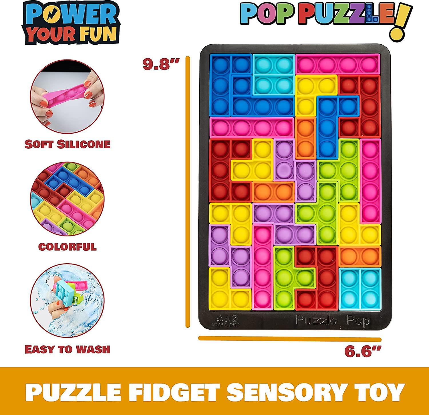 Pop Puzzle Popper Fidget Game - 27pc Jigsaw Puzzle Game Pop Push It Bubble Sensory Fidget Toys For Learning， Stress Relief Silicone Pop Puzzle Game Bo