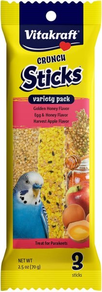 Vitakraft Crunch Sticks Honey， Egg and Apple Variety Pack Parakeet Bird Treat Toy