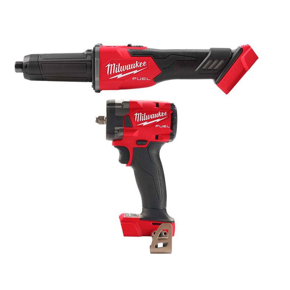 MW M18 FUEL 18V Lithium-Ion Brushless Cordless 14 in. Braking Die Grinder Slide Switch wM18 38 in. Impact Wrench 2939-20-2854-20