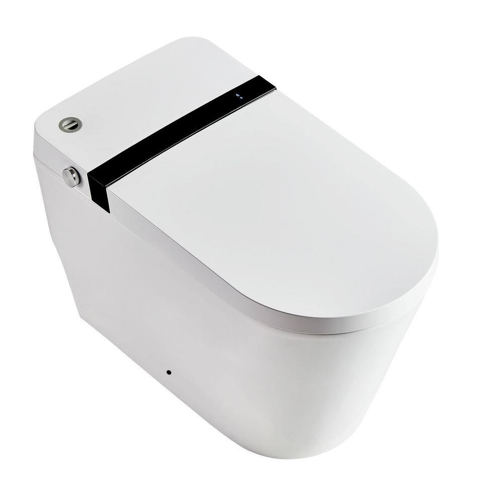 Aoibox 11 in. Rough 1-Piece 1GPF Single Flush Elongated Smart Toilet in White Seat Included SNMX5130