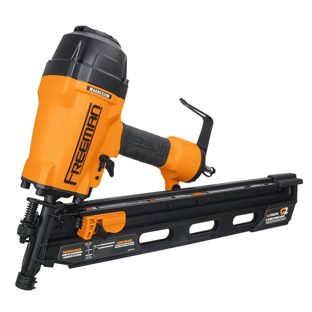 Freeman 2nd Generation Pneumatic 21 Degree 3-12 in. Framing Nailer with Metal Belt Hook and 14 in. NPT Air Connector G2FR2190