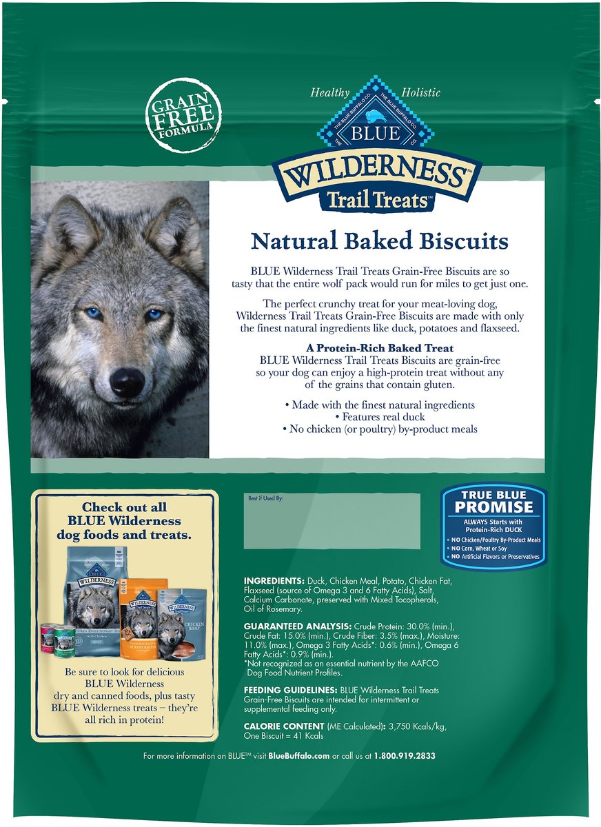 Blue Buffalo Wilderness Trail Treats Grain-Free Duck Biscuits Dog Treats