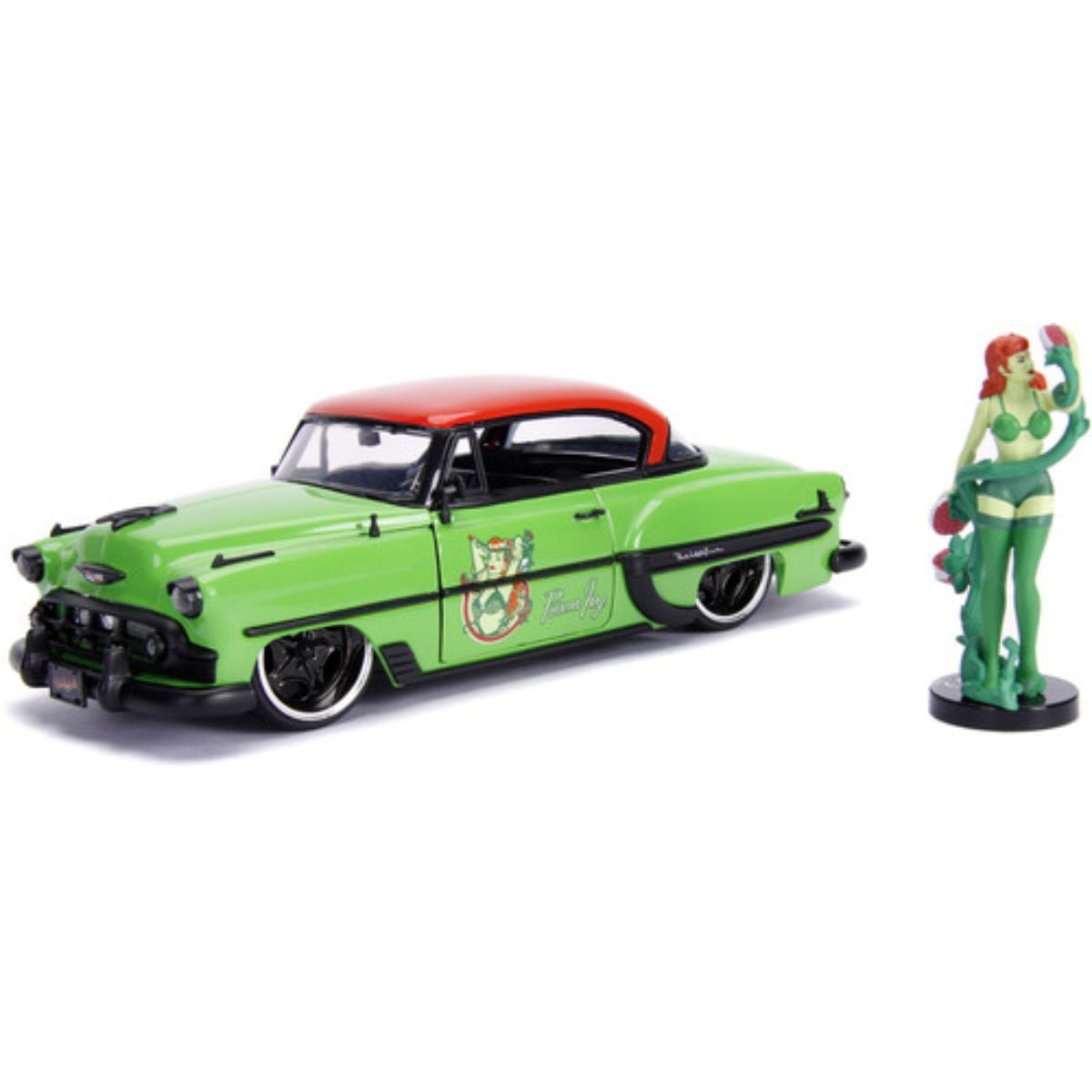 Jada Toys DC Comics Bombshells Poison Ivy and 1953 Chevy Bel Air Die-cast Car 1:24 Scale Vehicle 2.75 Collectible Figurine Play Vehicle