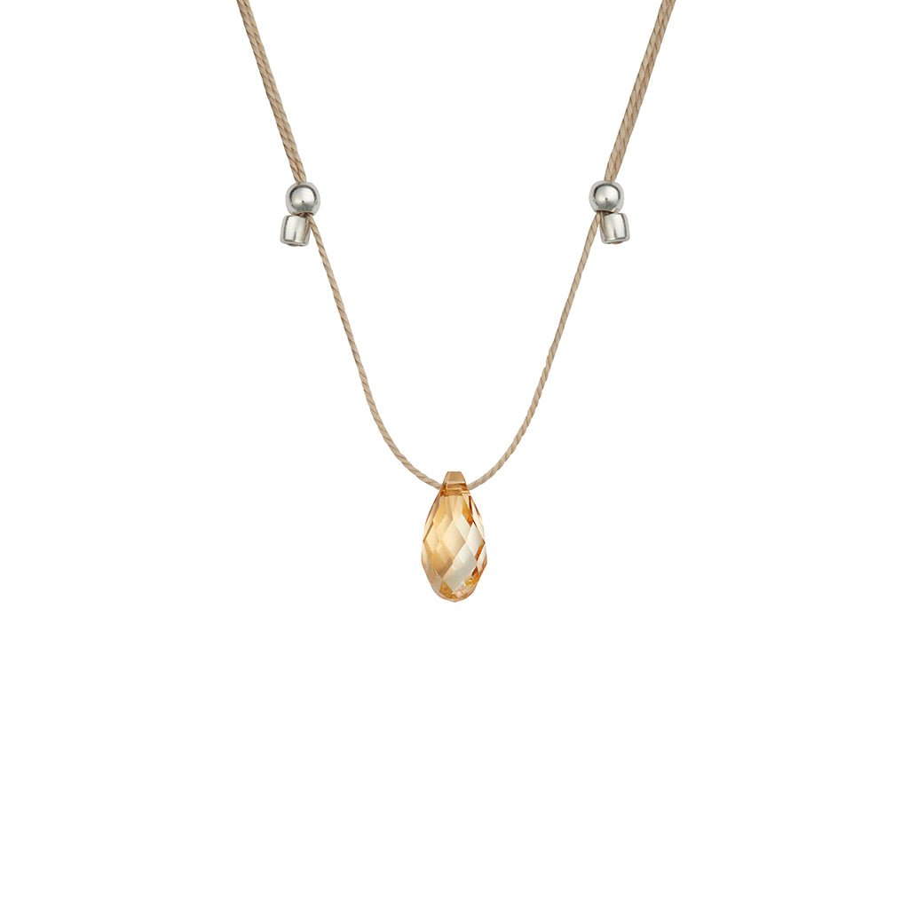 &Livy  Hyevibe Crystal Silk Slider Necklace in Gold Shade