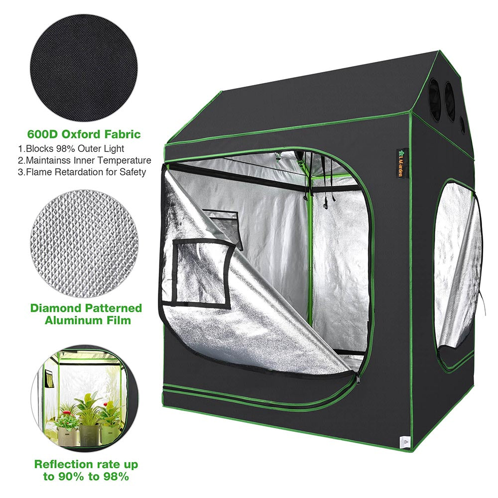 LAGarden 4x4 Grow Tent Roof Cube Hydro Grow Room 48x48x72