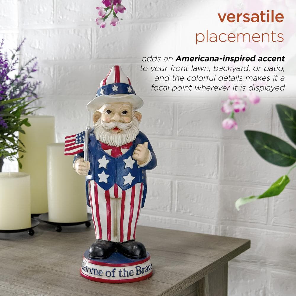 Alpine Corporation 12 in. H Uncle Sam Gnome of the Brave