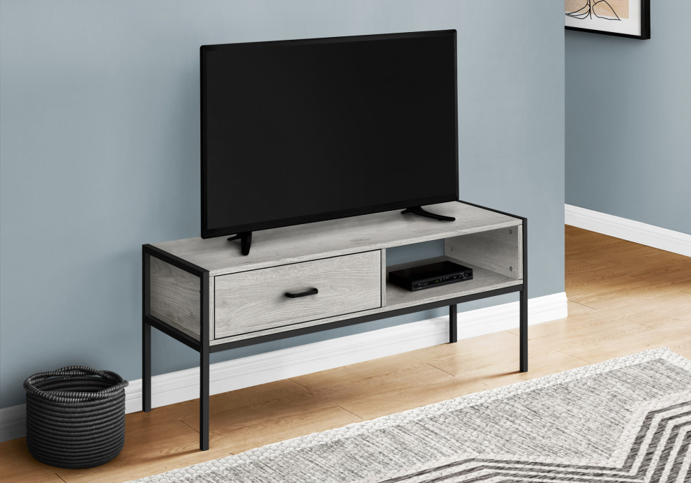 Tv Stand  48 Inch  Console  Living Room  Bedroom  Laminate  Black   Industrial   Entertainment Centers And Tv Stands   by Monarch Specialties  Houzz