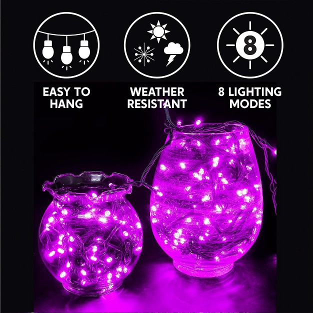 Joiedomi 300 Purple Led Green Wire String Lights 8 Modes