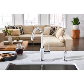 MOEN Sombra Single-Handle Standard Kitchen Faucet with Side Sprayer in Chrome 87702