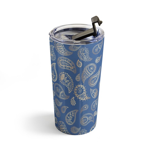 Cynthia Haller Classic Blue And Gold Paisley Travel Mug 20 Oz Stainless Steel Travel Mug Deny Designs