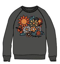 Floral Bloom Recycled Cotton Oversized Sweatshirt - Charcoal