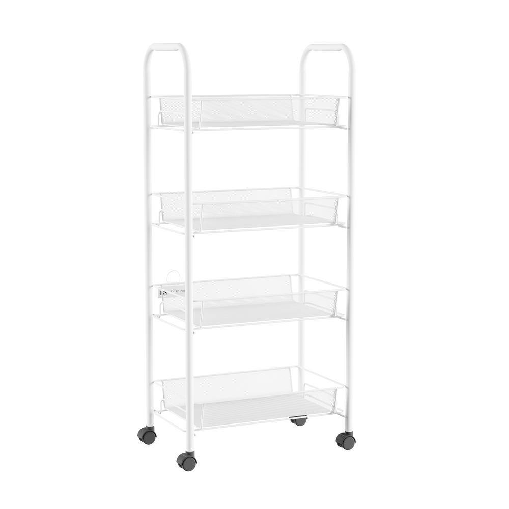 Lavish Home 4-Tier Metal Wheeled Narrow Storage Shelf Organizer Cart HW0500035