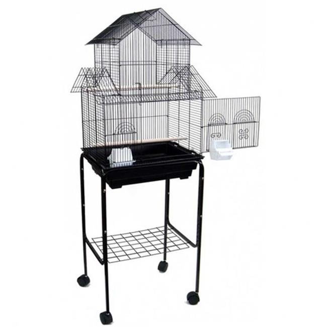 5844-4814BLK Pagoda Small Bird Cage with Stand in Black