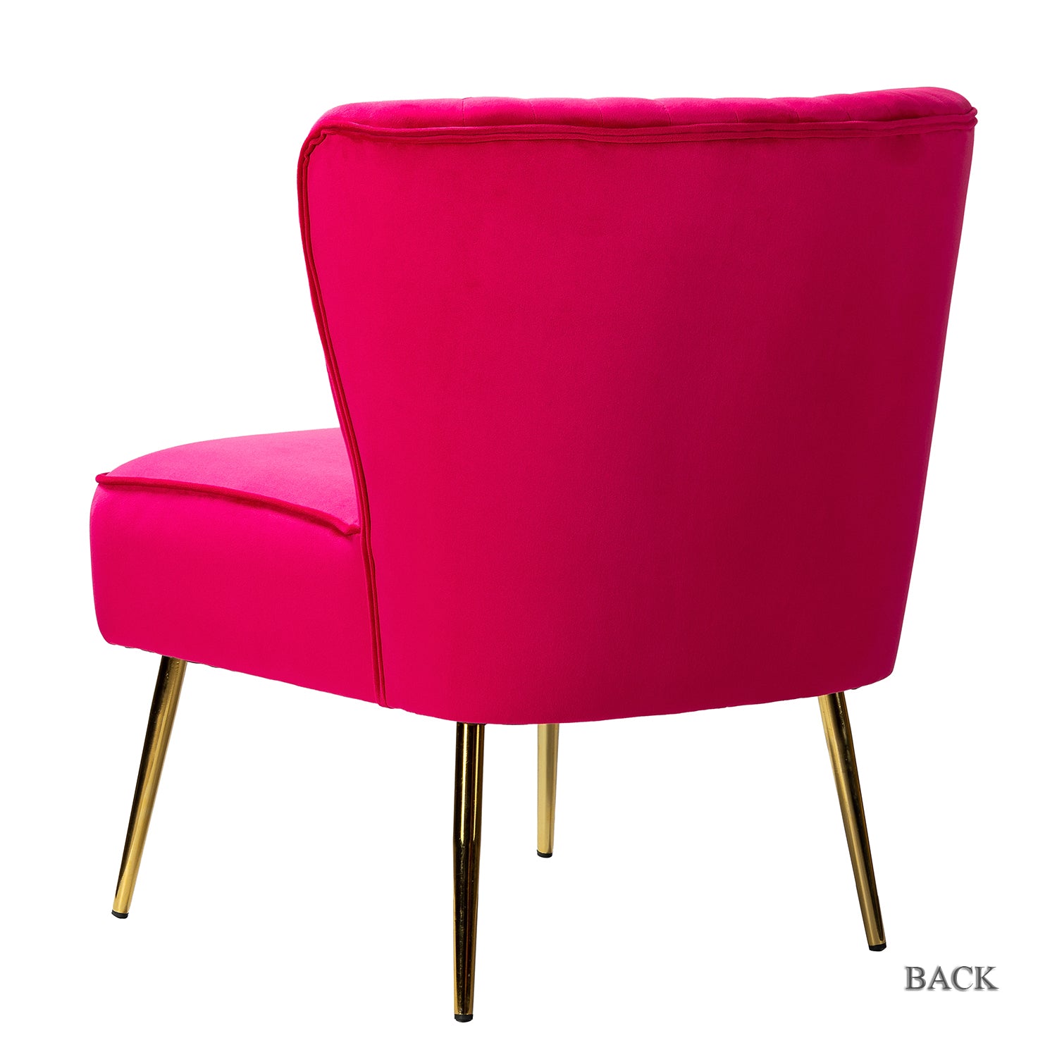 14 Karat Home Velvet Accent Chair Upholstered Transitional Armless Side Chairs Gold Leg Bedroom Living Room Fushia