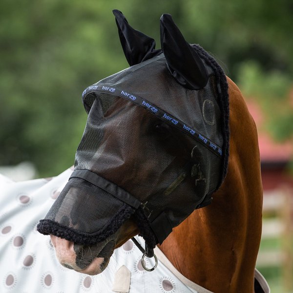 Horze Equestrian Wire-Framed Horse Fly Mask with Gap， Black