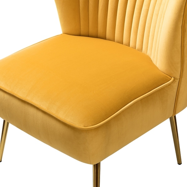 Monica Upholstered Modern Tufted Side Chair with Gold Legs Set of 2 by HULALA HOME