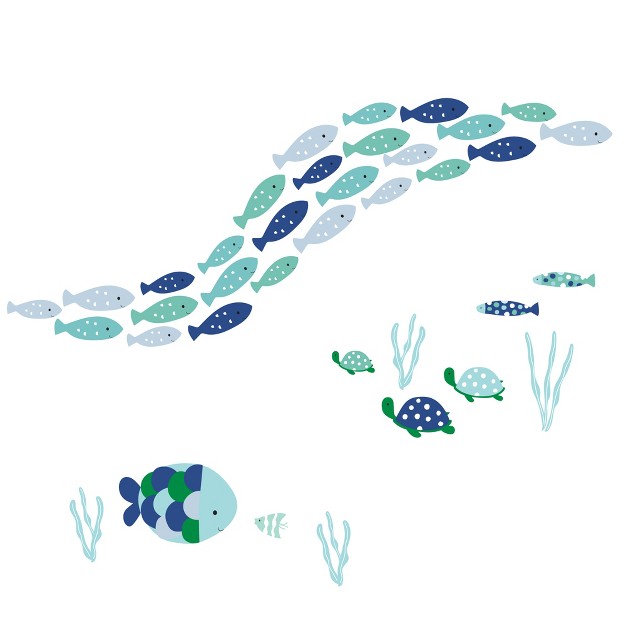 Lambs amp Ivy Oceania Aqua blue Aquatic Fish Wall Decals stickers