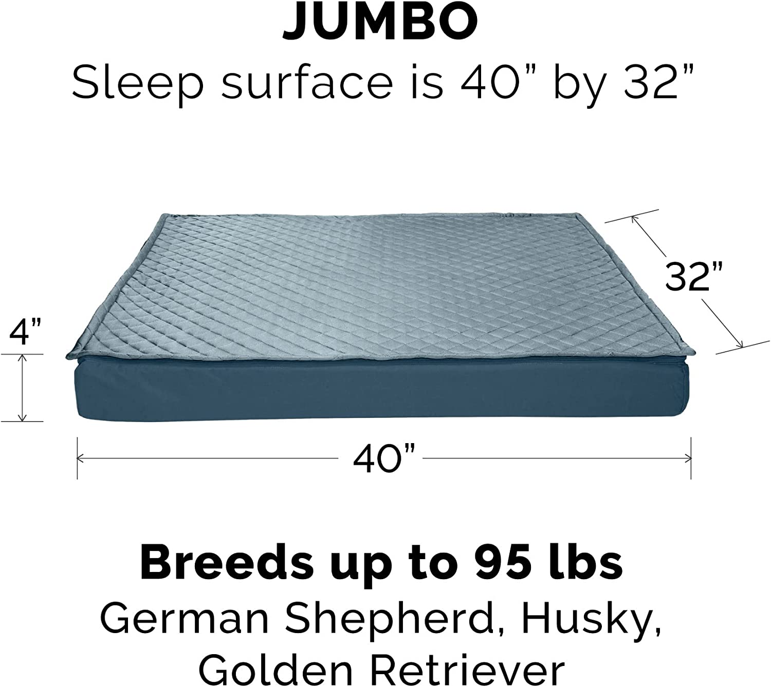 Furhaven XL Orthopedic Dog Bed Water-Resistant Indoor/Outdoor Quilt Top Convertible Mattress w/ Removable Washable Cover - Calm Blue， Jumbo (X-Large) Convertible Quilt Top (Calm Blue) Jumbo Orthopedic Foam