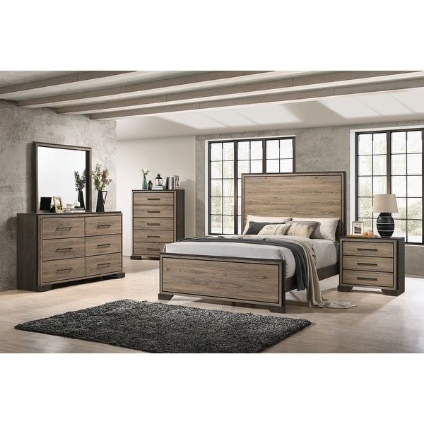 Lassen Brown and Light Taupe 3-piece Panel Bedroom Set - - 37068017