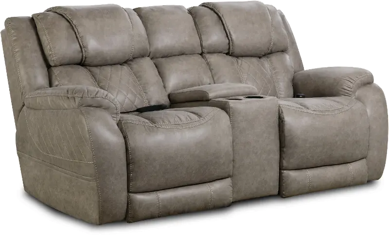 Daytona Mushroom Tan Power Reclining Loveseat with Console