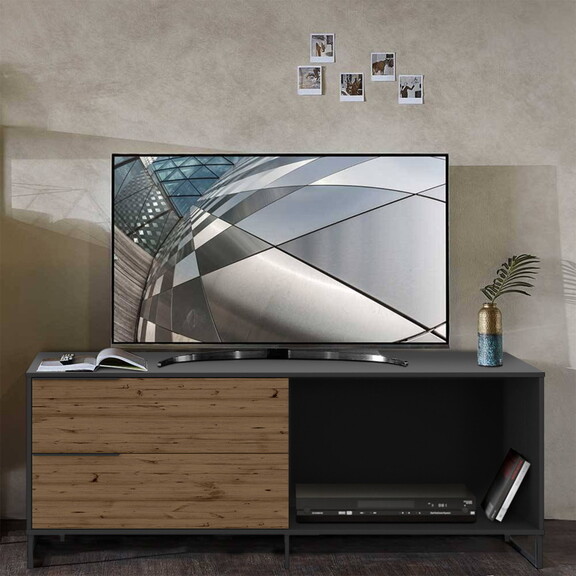 60 inch Wood and Metal Entertainment TV Stand with...