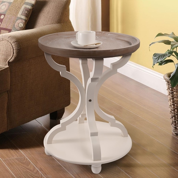 Farmhouse Solid Wood Distressed End Table Tray Table