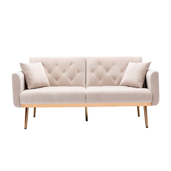 Zenith 63.78 in Velvet Modern Straight Reclining Tufted Sofa