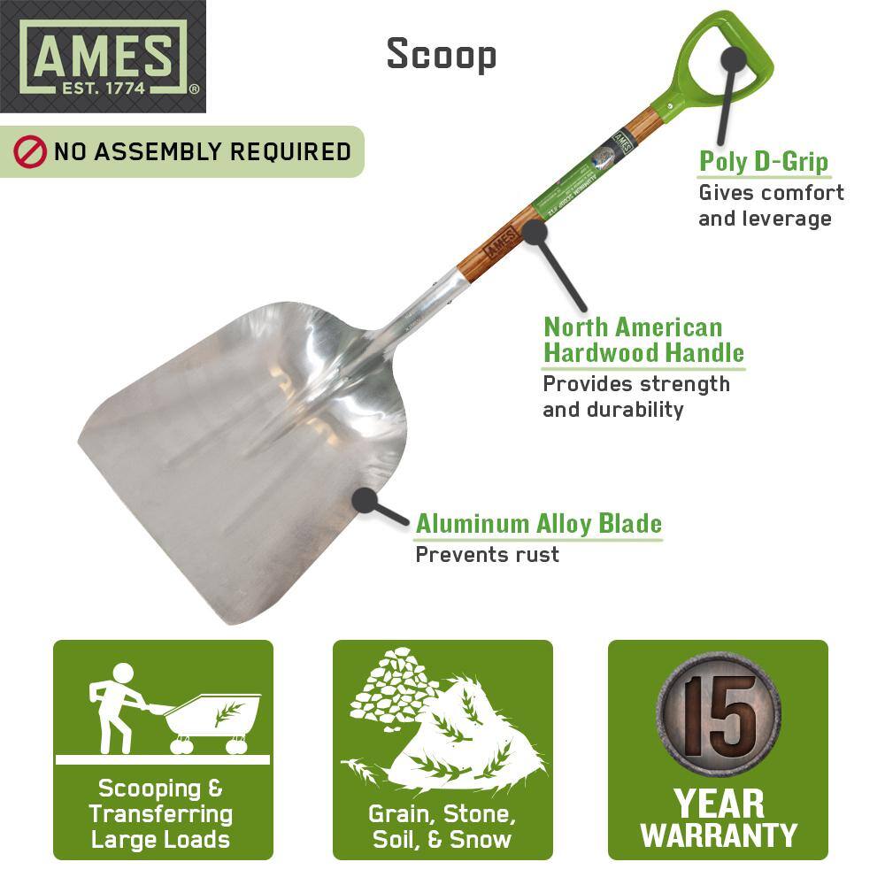 Ames 24.5 in. D-Handle Aluminum Scoop 2672100