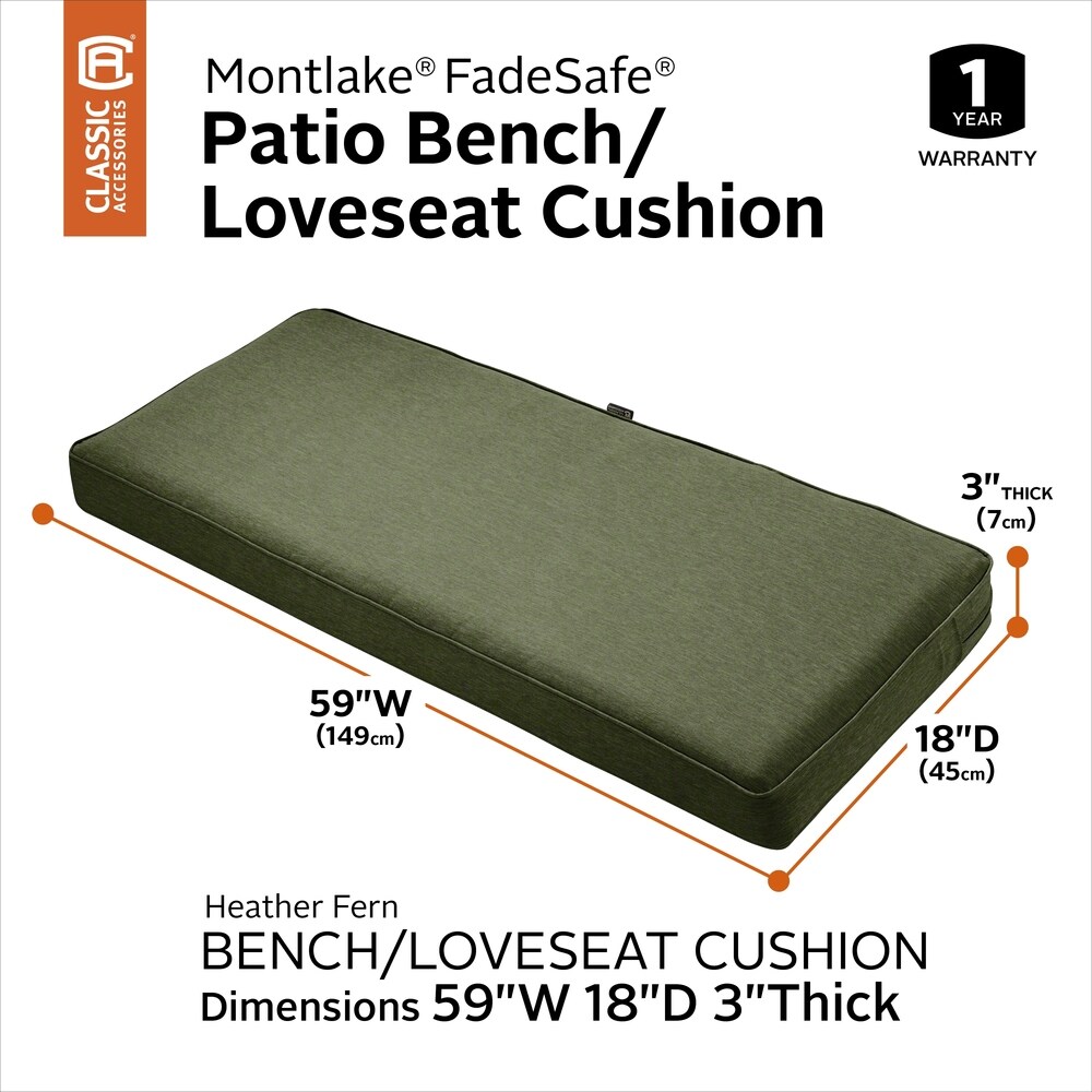 Montlake FadeSafe Patio Bench/Settee Cushion 3\