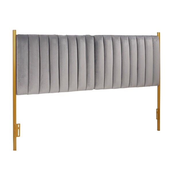 Silver Orchid Flohr Velvet Upholstered King Headboard - - 34656449