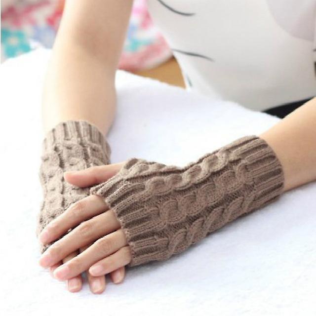 Women Stylish Hand Warmer Winter Gloves Arm Crochet Knitting Faux Wool Mitten Warm Fingerless Glove Twist Pattern Women Gloves