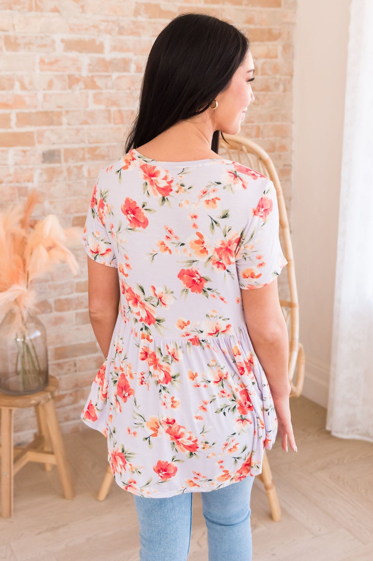 Flowers Everywhere Modest Babydoll Top