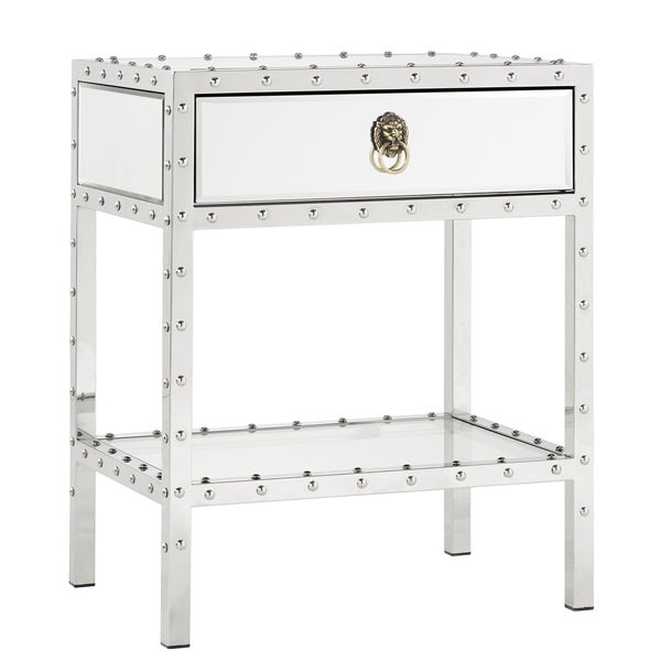 Carter Riveted Stainless-Steel Mirrored Accent Table by iNSPIRE Q Bold