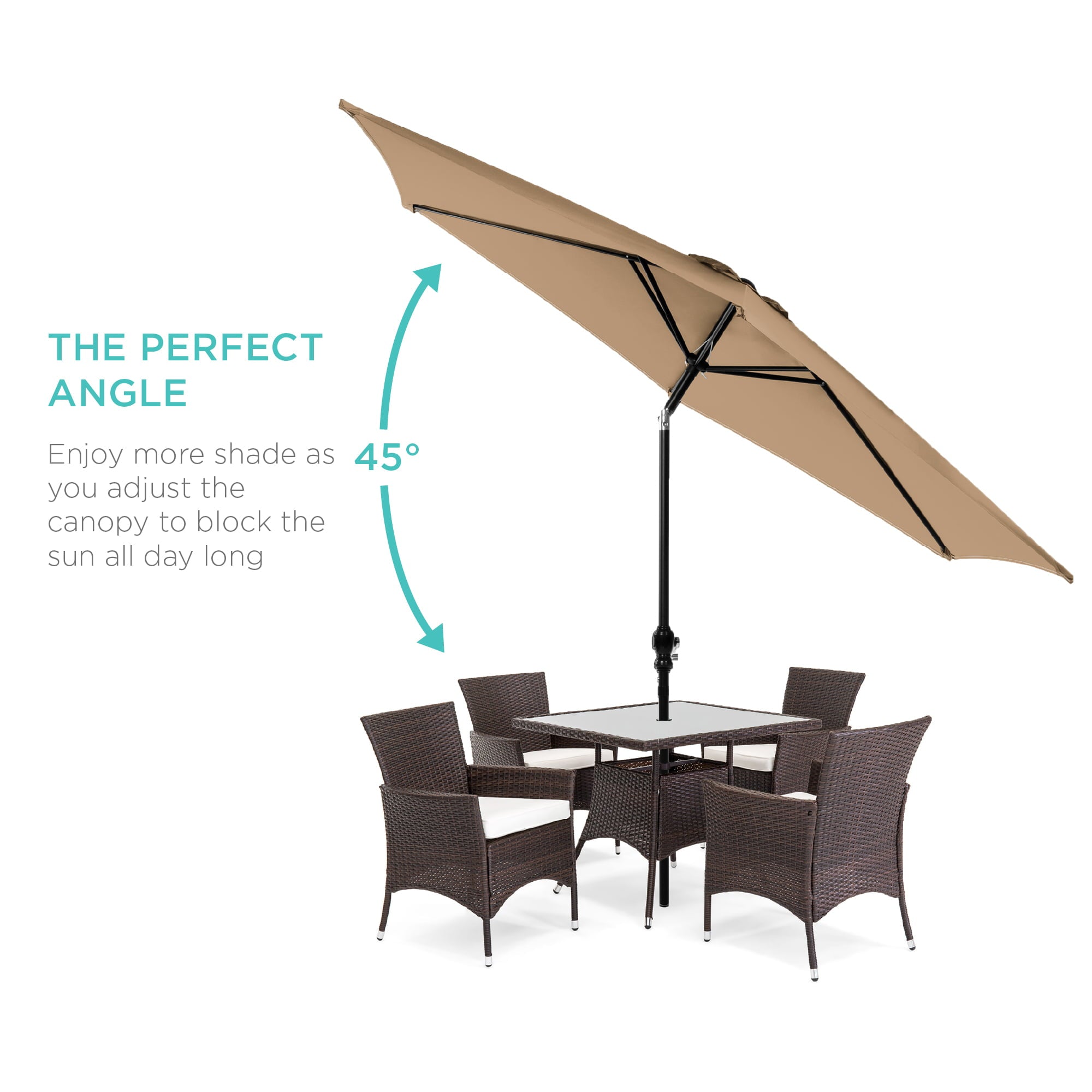 Best Choice Products 10ft Outdoor Steel Market Patio Umbrella w/ Crank, Tilt Push Button, 6 Ribs - Tan