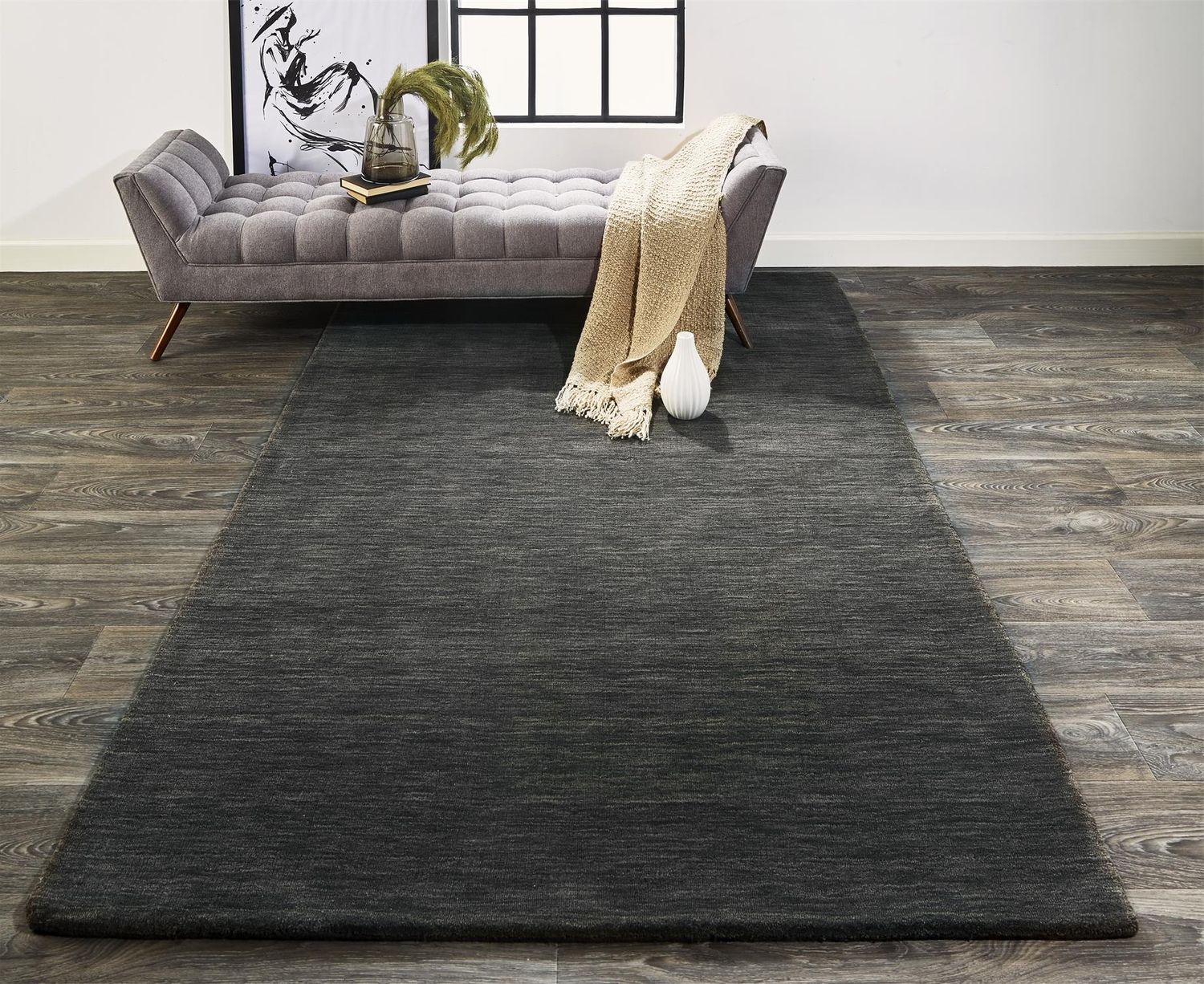 Celano Hand Woven Charcoal Gray Rug by BD Fine