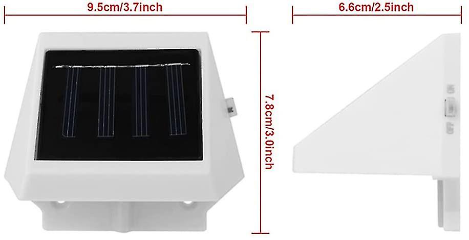 2 Pieces Solar Fence Post Light Triangle Outdoor Waterproof 4 Led Safety Lights For Terrace Stairs G