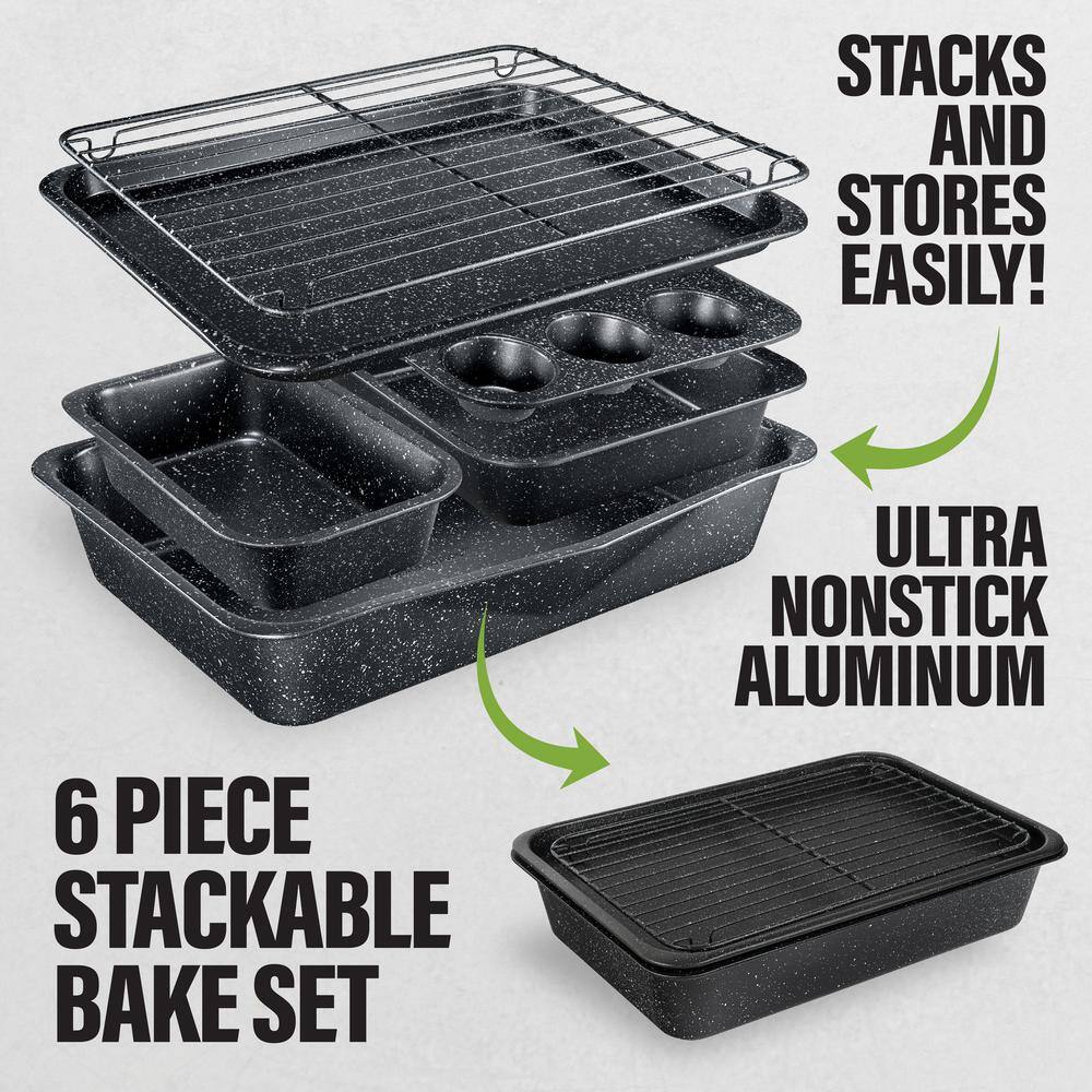 GRANITESTONE StackMaster 6-Piece Carbon Steel Diamond Infused Nonstick Space Saving Stackable Bakeware Set 7290