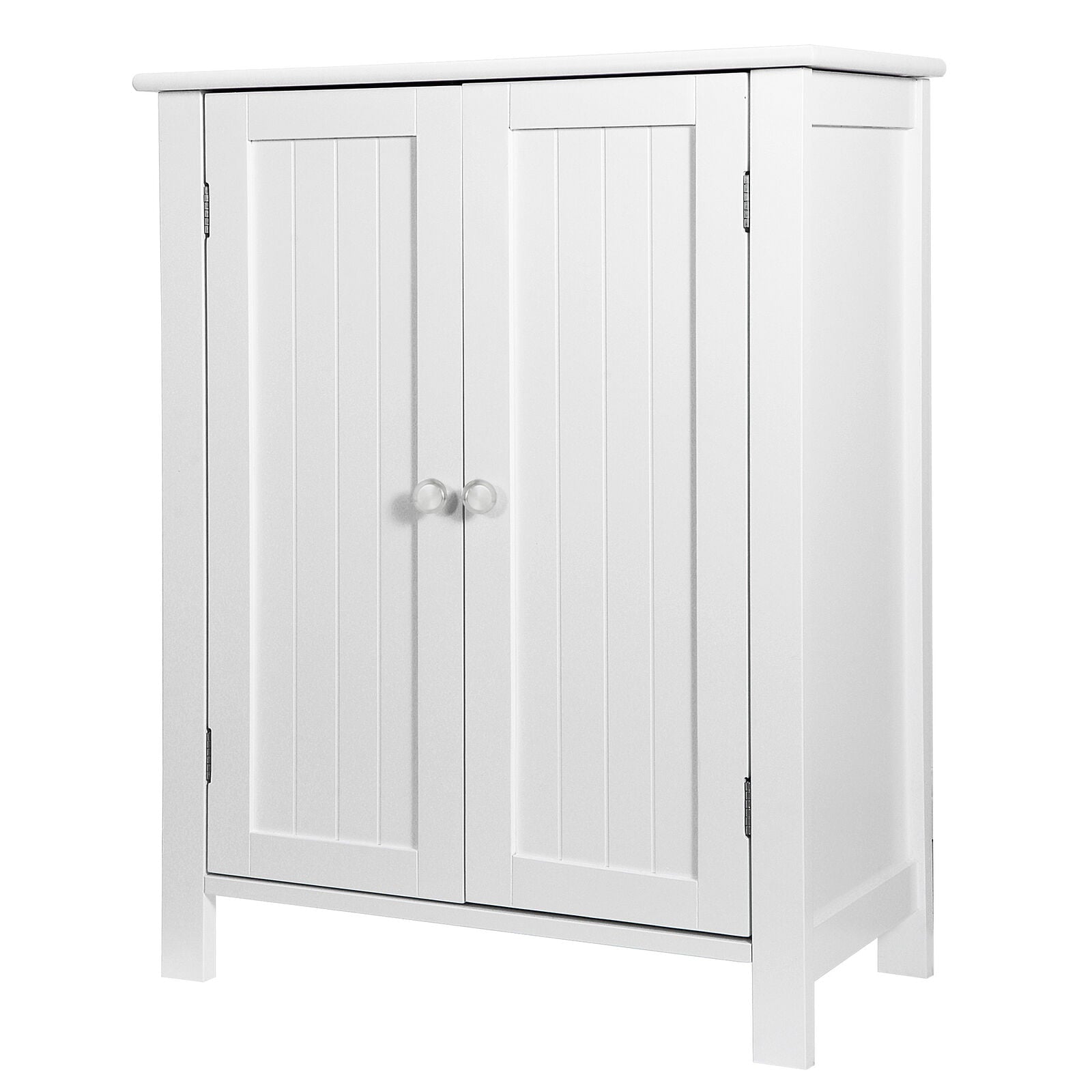 ZENSTYLE White Wooden Bathroom Floor Cabinet Storage Cupboard 3 Shelves Save Space