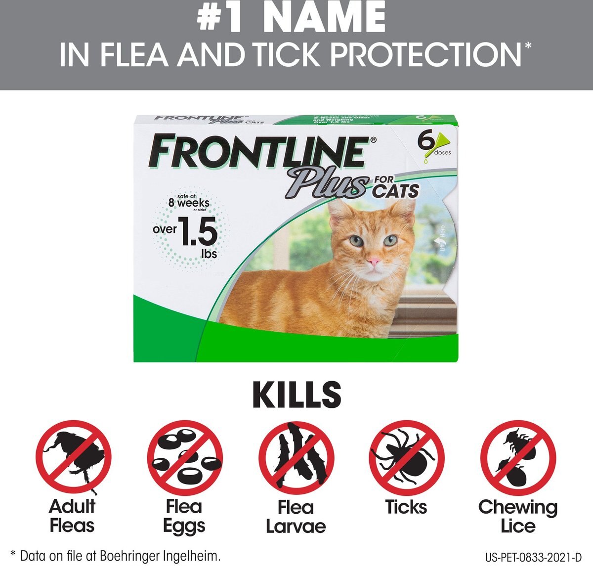 Frontline Plus Flea and Tick Spot Treatment for Cats， over 1.5 lbs