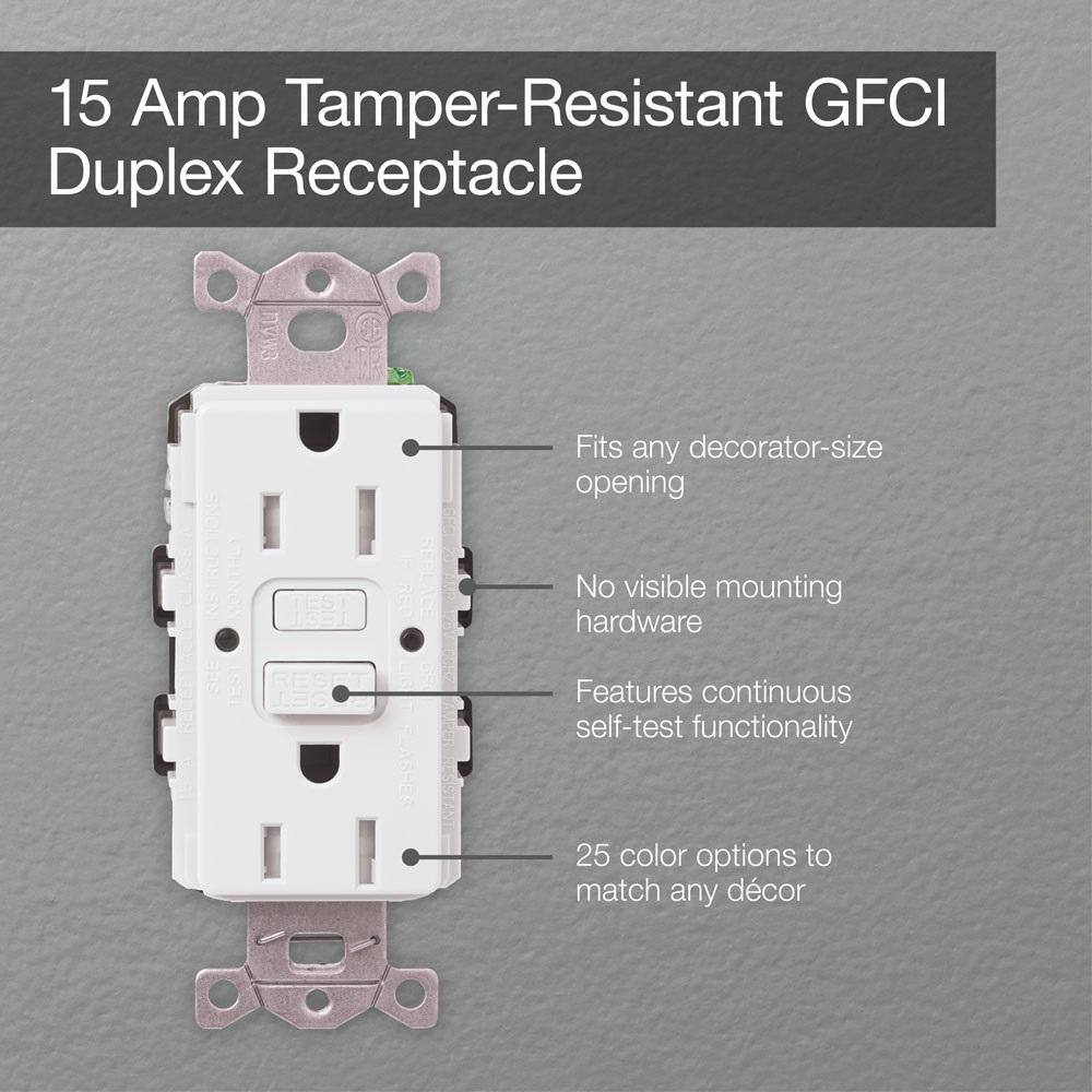 Lutron Claro 15-Amp Tamper Resistant Duplex Receptacle White (CAR-15-GFST-WH) CAR-15-GFST-WH