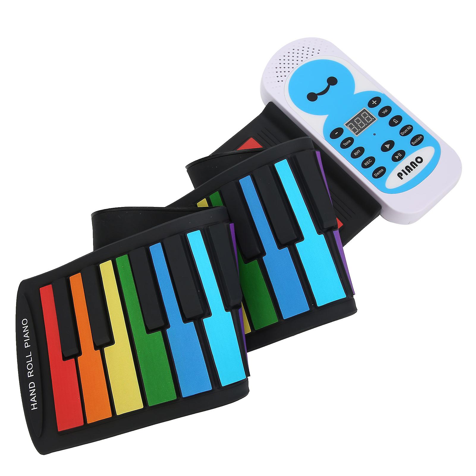 Soft Keyboard Piano 49key Roll Up Rainbow Portable Piano Silicone Toy For Beginners Kids