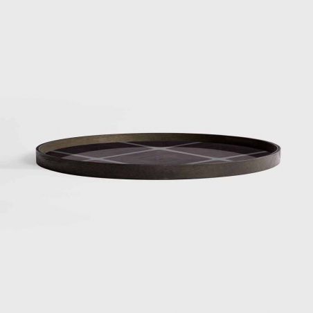 SLATED LINEAR SQUARES GLASS TRAY XL