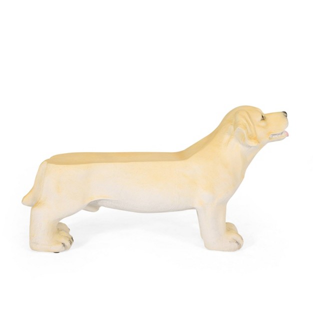 Wendall Outdoor Labrador Dog Garden Bench Light Brown Christopher Knight Home