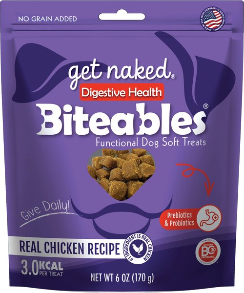 Get Naked Biteables Functional Digestive Health Real Chicken Recipe Dog Treats， 6-oz bag