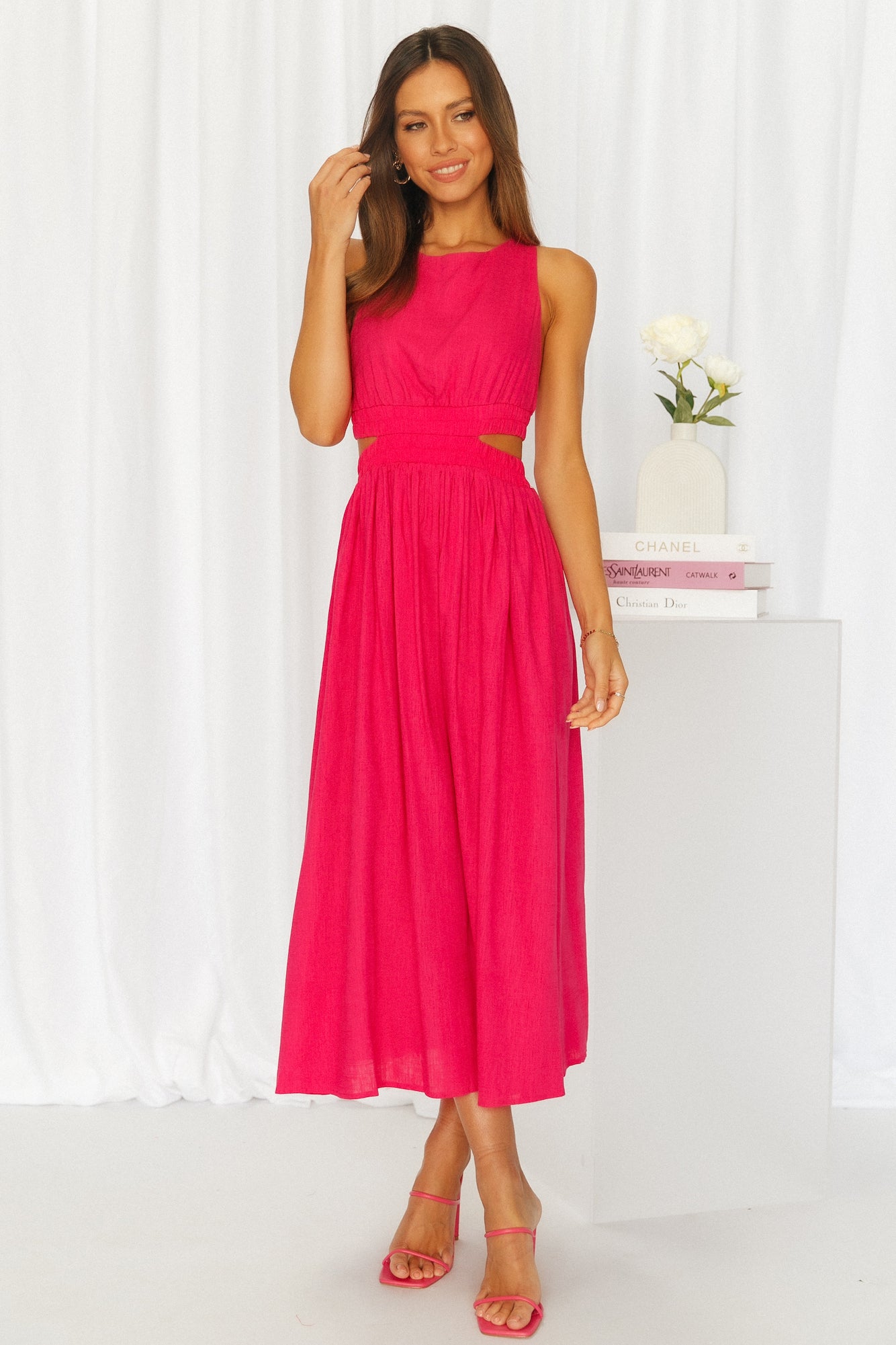 Bayside Beauty Midi Dress Hot Pink