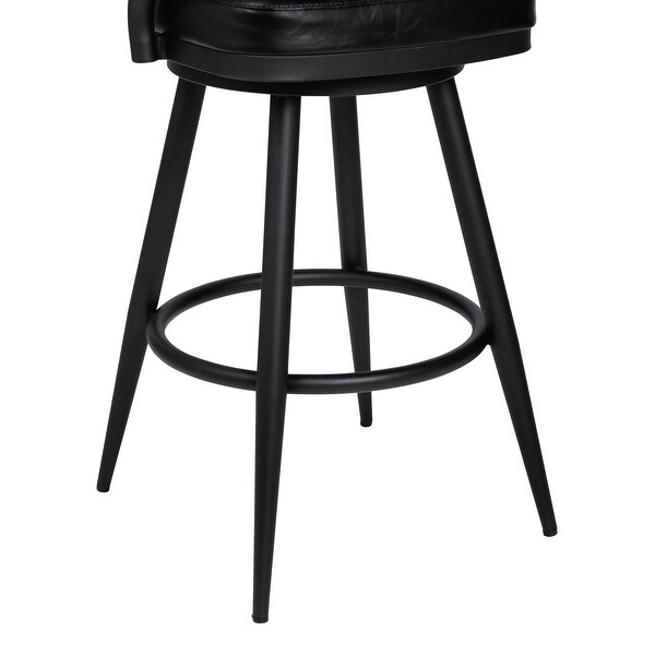 Amador Barstool in a Black Powder Coated Finish and Vintage Black Faux Leather