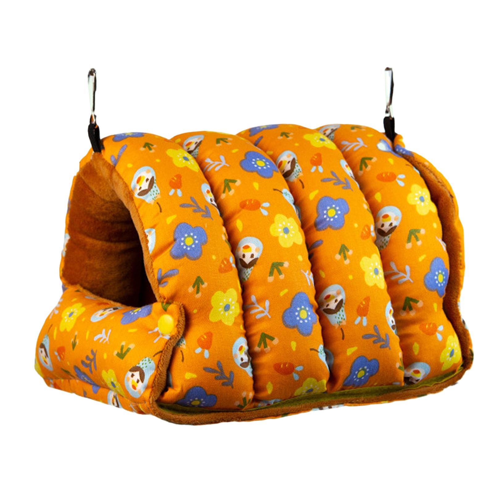 Warm Bird Nest， Hut Comfortable Swing Parrot Hideaway， Bed Birdcage Accessories Orange Large