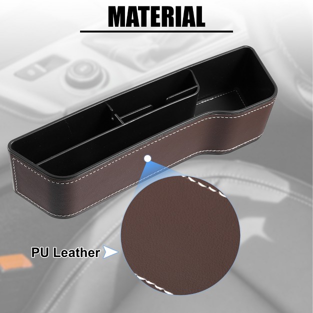 Unique Bargains Car Seat Gap Storage Box Gap Filler Organizer Front Console Side Pocket Brown