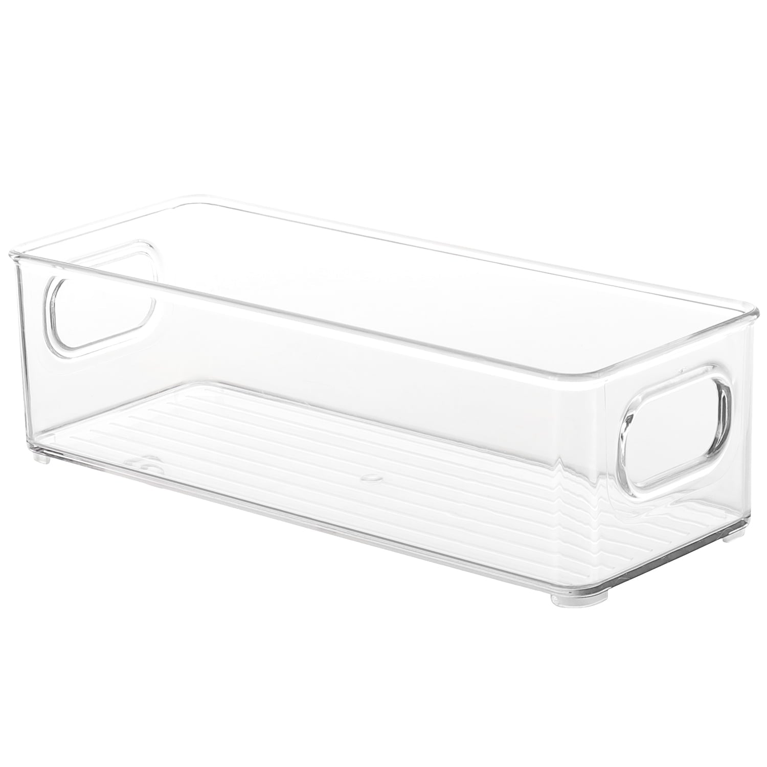 EatEx 2 Pack Clear Plastic Bathroom Vanity Storage Bin with Handles - Container Organizer for Soaps， Shampoos， Conditioners， Cosmetics， Hand Towels， Hair Brush， Body Spray， Lotion and More